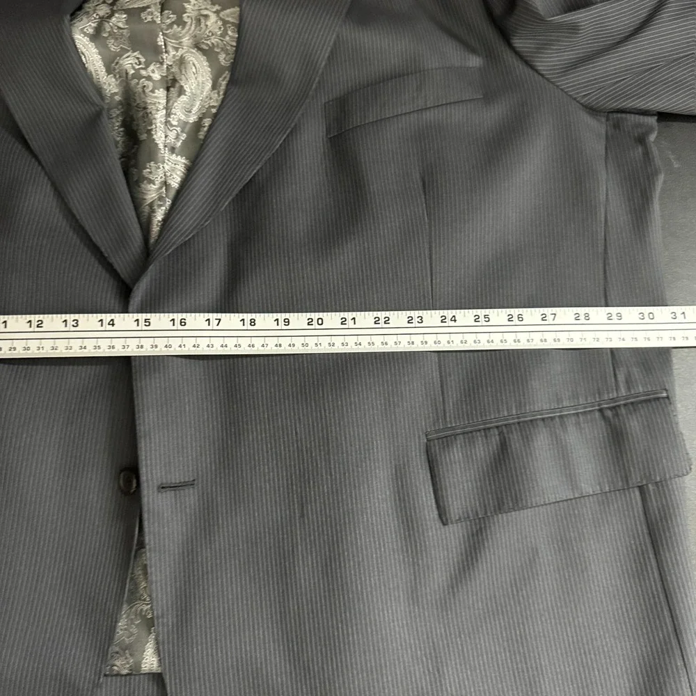 Jiwani Suit‎ Mens 60R 52x25 Charcoal Gray Pinstripe Drago Super 150s Wool Custom